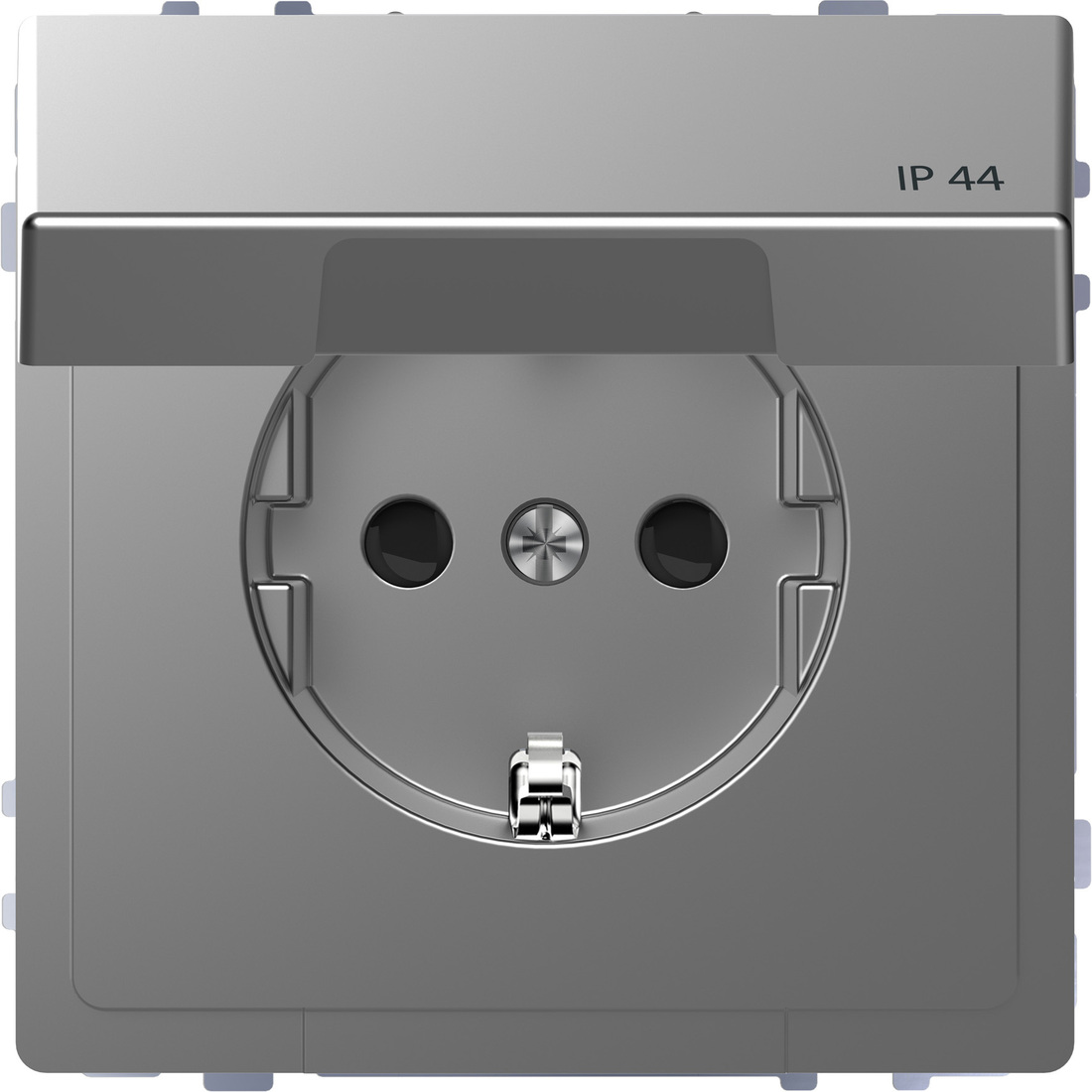 Miniatuur van Merten by Schneider Electric D Life wandcontactdoos met klapdeksel voor IP44 met kinderbeveiliging - RVS look (MTN2314-6036)