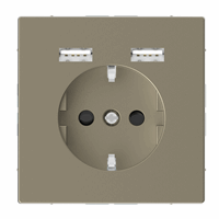 Miniatuur van Schneider Electric Merten Systeem-D stopcontact met USB sahara - MTN2366-6033
