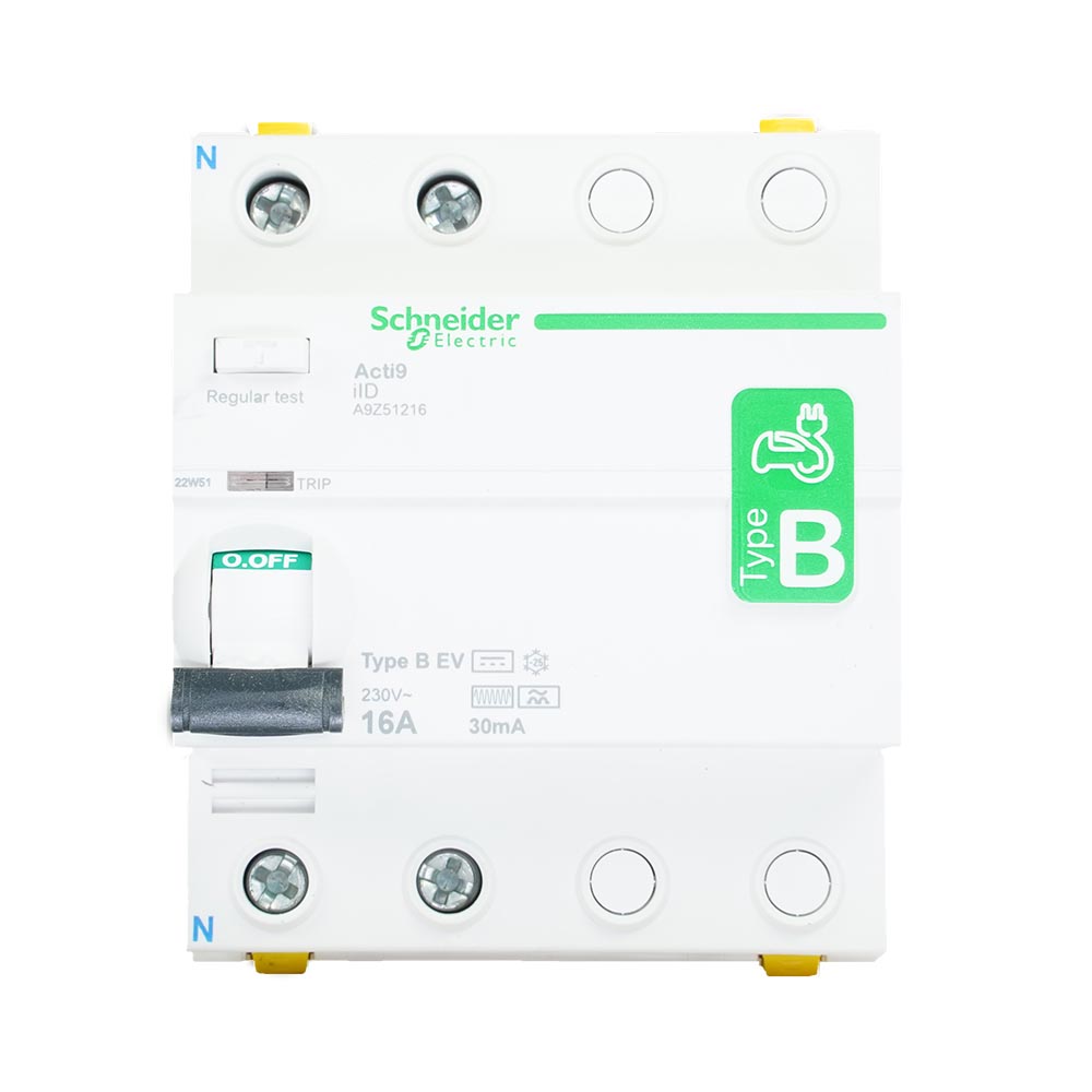 Miniatuur van Schneider Electric aardlekschakelaar 2P 16A 30mA type B (A9Z51216)