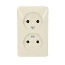 JUNG AP600 opbouw wandcontactdoos tweevoudig zonder randaarde - crème wit (6010 A)