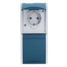 ABB Busch-Jaeger wandcontactdoos opbouw IP44 verticaal met klapdeksel en randaarde 2-voudig - ocean blauwgroen (20-02 EBW-53)