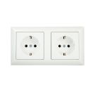 JUNG AS500 wandcontactdoos 2-voudig met randaarde alpin wit (AS1520-2WW)