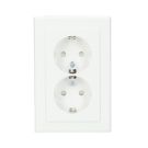 Merten dubbel stopcontact met randaarde, kinderbeveiliging en afdekplaat - M-Smart actief wit (MEG2425-1425)
