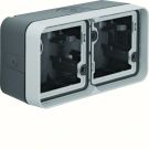 Hager Berker W.1 opbouwbehuizing 2-voudig horizontaal IP55 grijs (6719323515)