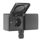 Niko Hydro spuitwaterdicht opbouw tweevoudige wandcontactdoos met randaarde horizontaal - zwart (761-37846)