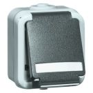 PEHA stopcontact opbouw horizontaal 1-voudig met randaarde en tekstveld IP54 - grijs (D 6621 WAB)