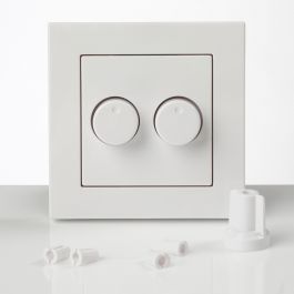 diep Nest Leger iONLED faceplate afdekraam dubbele knop t.b.v. duo-dimmer - wit glans  (afdek-helder-wit) | Elektramat