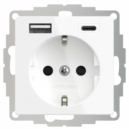 schijf Honger terugvallen 2USB universeel stopcontact met 2x USB 55x55 InCharge Pro 55 EU 15W 3A (USB  A + C) - wit glanzend (2U-449511) | Elektramat