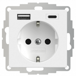 2USB universeel stopcontact met 2x USB 55x55 InCharge Pro 55 EU 15W 3A (USB + C) - wit mat (2U-449528) | Elektramat