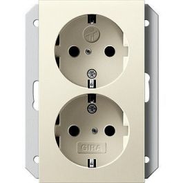 Gira dubbel stopcontact met randaarde en shutter 1-voudige inbouwdoos - Systeem 55 crème wit (273101) | Elektramat