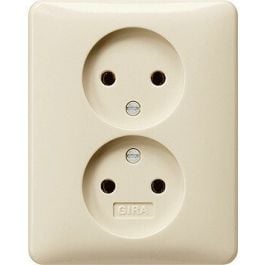 Gira dubbel stopcontact zonder randaarde afdekplaat 1 inbouwdoos - Standaard crème wit (079801) | Elektramat