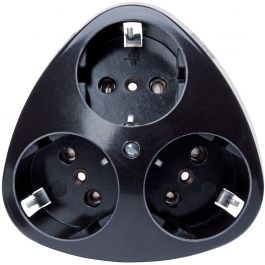 stopcontact 3-voudig geaard zwart (100505003) | Elektramat
