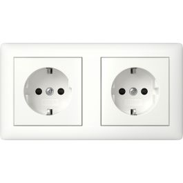 pad Gemakkelijk wereld Gira Gira stopcontact 2-voudig met randaarde 16A 250V - Systeem 55 zuiver  wit mat (478604) | Elektramat