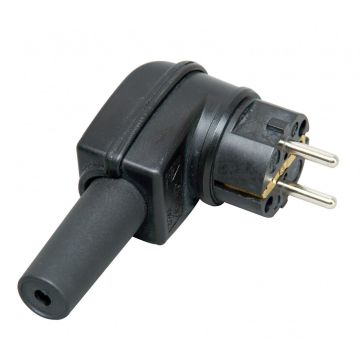 Kopp schuko stekker volrubber haaks zwart (178216054)