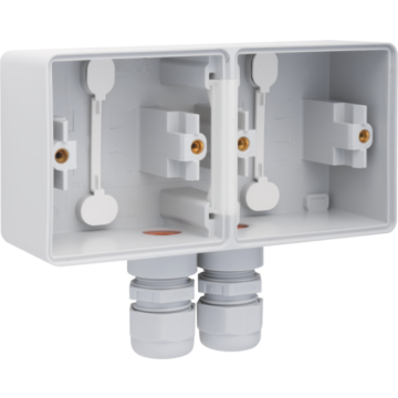 Niko opbouwbak 2-voudig horizontaal met 2x M20 ingang en wartel - New hydro grijs (700-84852)