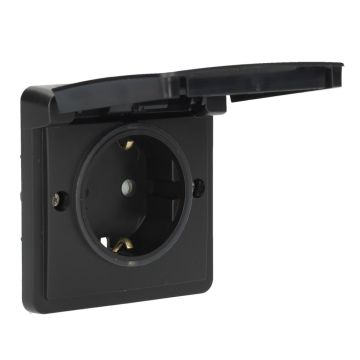 Niko Hydro - Stopcontact met schroefklem - zwart IP55 (761-36800)