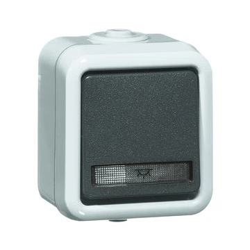 PEHA pulsdrukker spatwaterdicht 10A, 250V grijs IP54 (00303611)