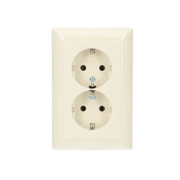 JUNG stopcontact 2-voudig met randaarde 16A 250V - AS5015 crème wit (AS5015)