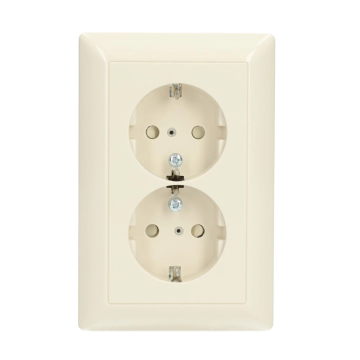 JUNG stopcontact 2-voudig met randaarde en kinderbeveiliging - AS500 crème wit (AS5015KI)