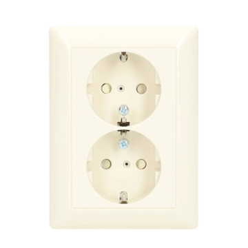 JUNG stopcontact 2-voudig met randaarde en kinderbeveiliging - AS500 crème wit (AS5020NKIU)