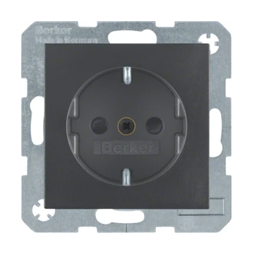 Hager stopcontact met randaarde en kinderbeveiliging - S.1/B.3/B.7 antraciet mat (47231606)