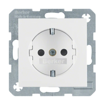 Hager stopcontact kinderbeveiliging met randaarde 1 voudig - S.1 polarwit glanzend (47238989)
