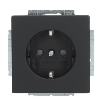 ABB Busch-Jaeger wandcontactdoos inbouw met randaarde 1-voudig - future linear zwart mat (20 EUCKS-885)