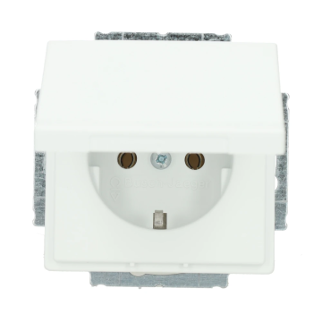 ABB Busch-Jaeger wandcontactdoos inbouw met randaarde 1-voudig - future linear studiowit mat (20 EUK-884)