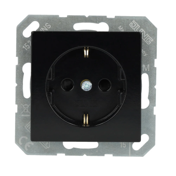 JUNG A500 stopcontact met randaarde en kinderbeveiliging zwart