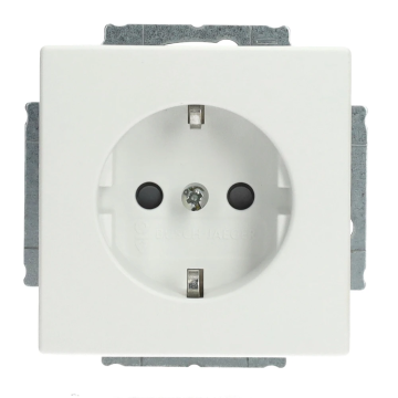 ABB Busch-Jaeger stopcontact met randaarde en kinderbeveiliging - future linear studiowit mat (20 EUCRB-884)