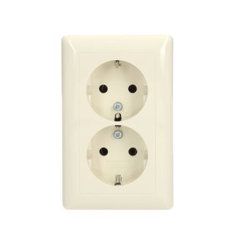 Gira stopcontact inbouw met randaarde 2-voudig - standaard 55 crème wit (078801)