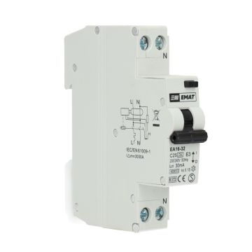 EMAT aardlekautomaat C25 30mA 1-fase (1P+N) 6kA (85006009)
