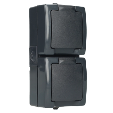 Kopp NAUTIC stopcontact ip44 verticaal met randaarde 2-voudig opbouw antraciet