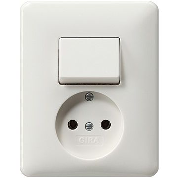 Gira combinatie wisselschakelaar en stopcontact - zuiver wit glanzend (047603)
