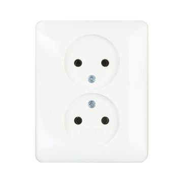 Gira 2-voudig stopcontact zonder randaarde voor enkele inbouwdoos - zuiver wit glanzend (079803)