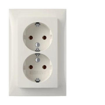 Hager Berker stopcontact 2-voudig met randaarde half opbouw - Berker S.1 polarwit glanzend (47748989)