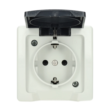 Kopp Nautic wandcontactdoos opbouw met randaarde en klapdeksel spatwaterdicht 1-voudig - grijs (1078.5600.5)