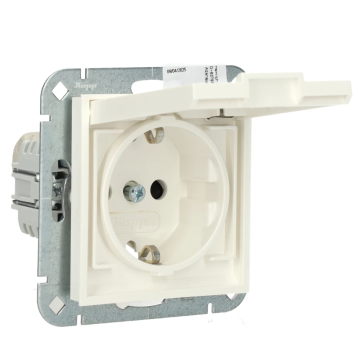 Kopp HK07 stopcontact met randaarde en klapdeksel - wit glanzend IP44 (954029009)