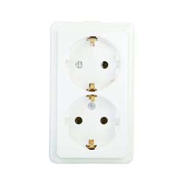 Kopp STANDARD opbouw tweevoudige wandcontactdoos met randaarde 16A 250V - arctic wit (102502002)