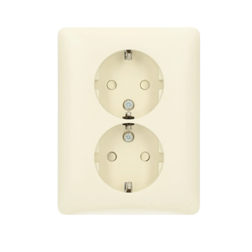 Niko Original dubbel stopcontact met randaarde en kinderbeveiliging - crèmewit (100-67865)