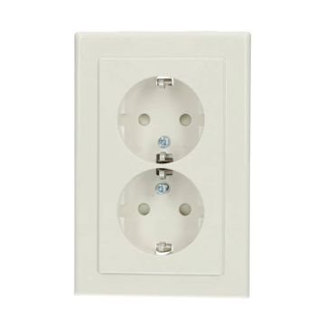 Merten dubbel stopcontact met randaarde, kinderbeveiliging en afdekplaat - M-Smart polarwit (MEG2425-1419)