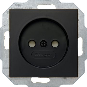 Kopp stopcontact zonder randaarde met kinderbeveiliging - HK07 mat zwart (948650006)