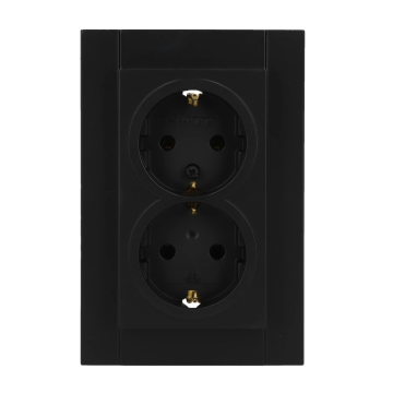 Kopp stopcontact 2-voudig met randaarde - HK07 mat zwart (929550000)