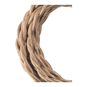 Bailey textielsnoer 3 meter 2x0.75 mm2 - metallic champagne gedraaid (140316)