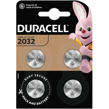 Duracell knoopcel batterijen CR2032 3V - verpakking 4 stuks (D119376)