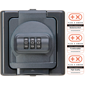 Kopp Blue Electric stopcontact IP44 met deksel en randaarde en cijferslot antraciet ( 109815008)