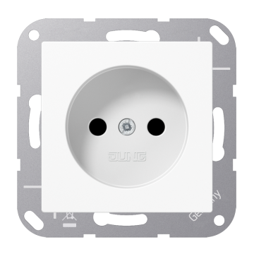 JUNG AS500 stopcontact zonder randaarde met kinderbeveiliging alpin wit (A1510NKIWW)