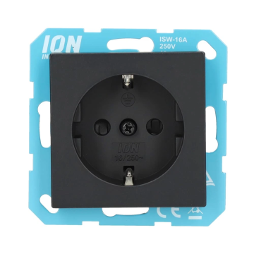 ION industries stopcontact met randaarde en kinderbeveiliging - V1/J1 mat zwart (10.300.216)