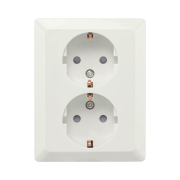 ION industries stopcontact half opbouw 2-voudig met randaarde - alpin wit glanzend (10.300.714)