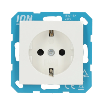 ION industries stopcontact met randaarde en kinderbeveiliging - E1 alpin wit glanzend (10.302.214)